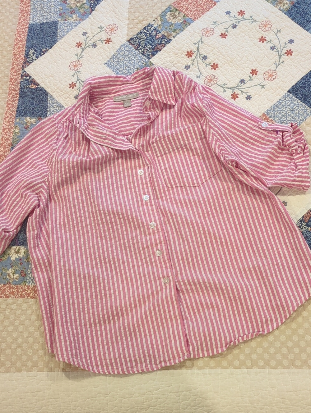 Woman Within 100% Cotton Button Up Shirt